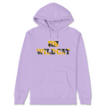 Purple hoodie with 'WILDCAT' text on a white background