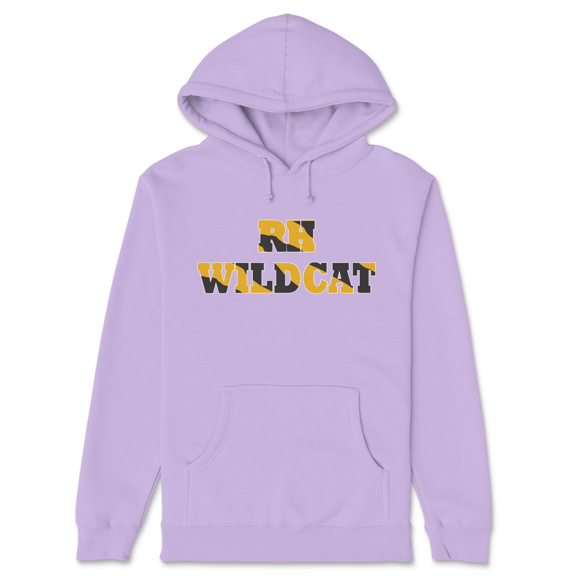 Purple hoodie with 'WILDCAT' text on a white background