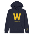 Navy blue hoodie with a yellow 'W' and 'Wildcats' text on a white background