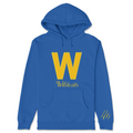 Blue hoodie with yellow 'W' and 'Wildcats' text on a white background